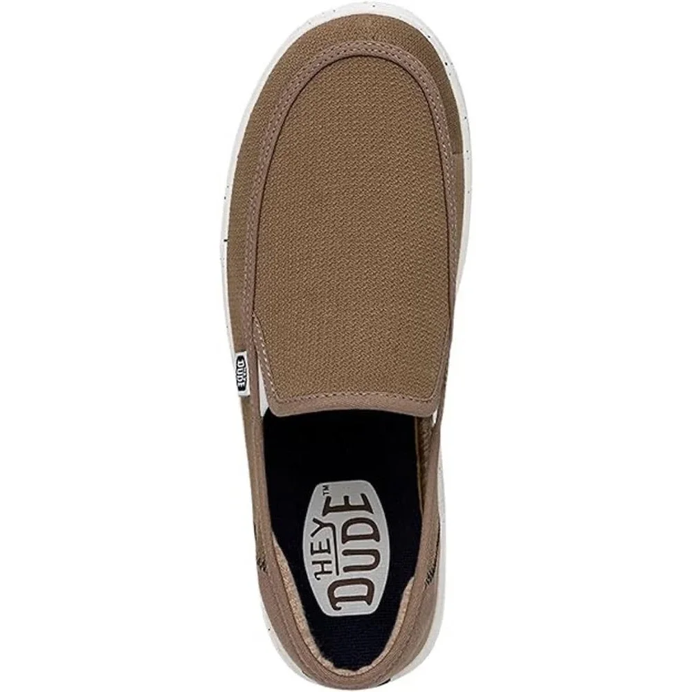Hey Dude Wally Sox Brown Textile Slip On Loafers Speckled Sole Shoes Casual 10